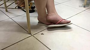 Hidden cam show of foot fetish action
