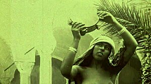 Retro vintage oralni seks in akcija dlakave pičke v mavričnem haremu