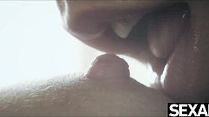 Enjoy the sight of two stunning blondes indulging in intense cunnilingus in a close-up video